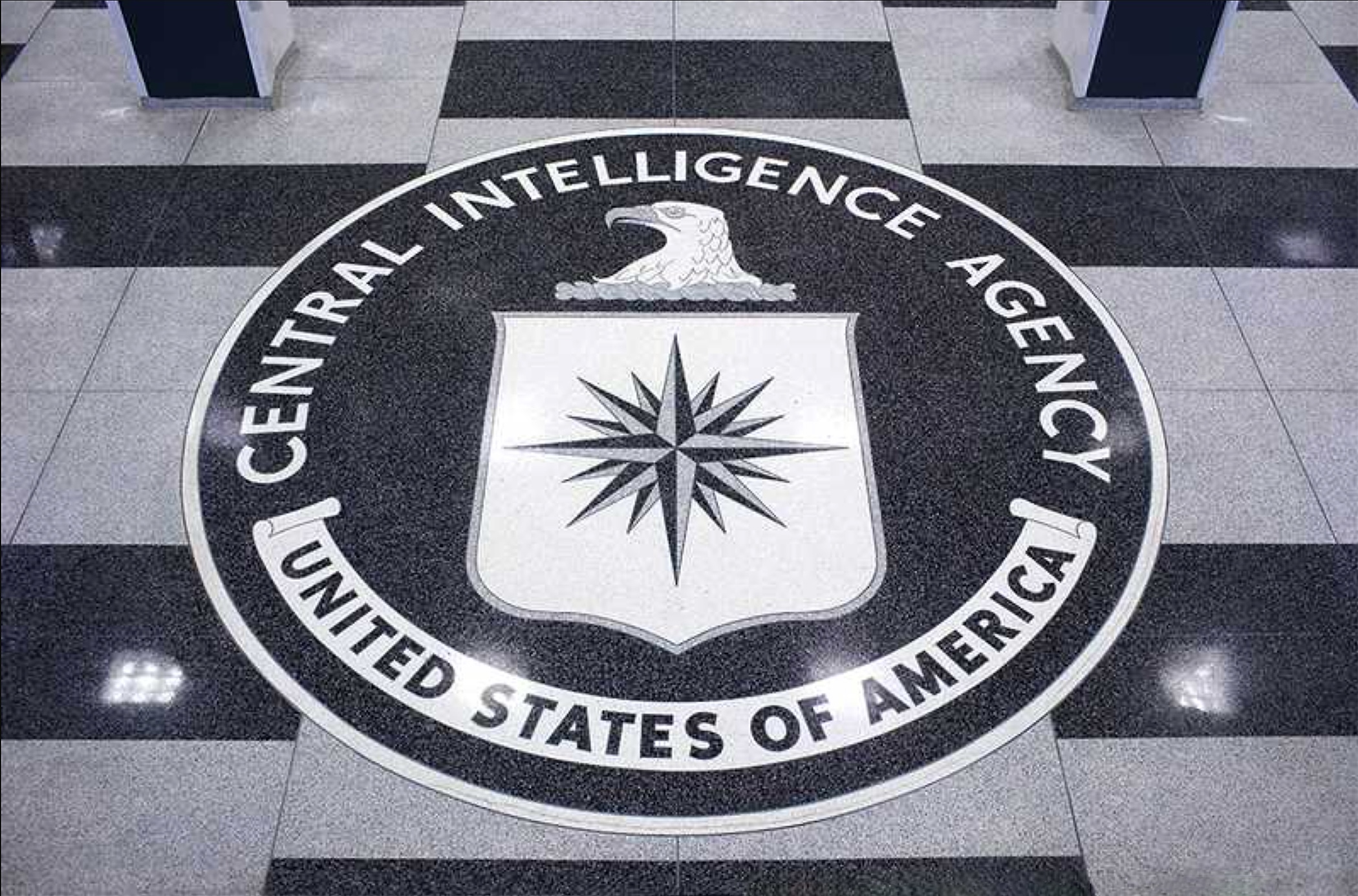 CIA emblem on the floor at Langley